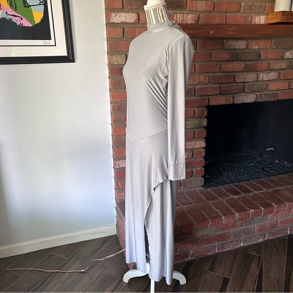 NWT We Are HAH Southern Lady Open Back Long Sleeve Midi Dress in Gray Sz M - Picture 4 of 8